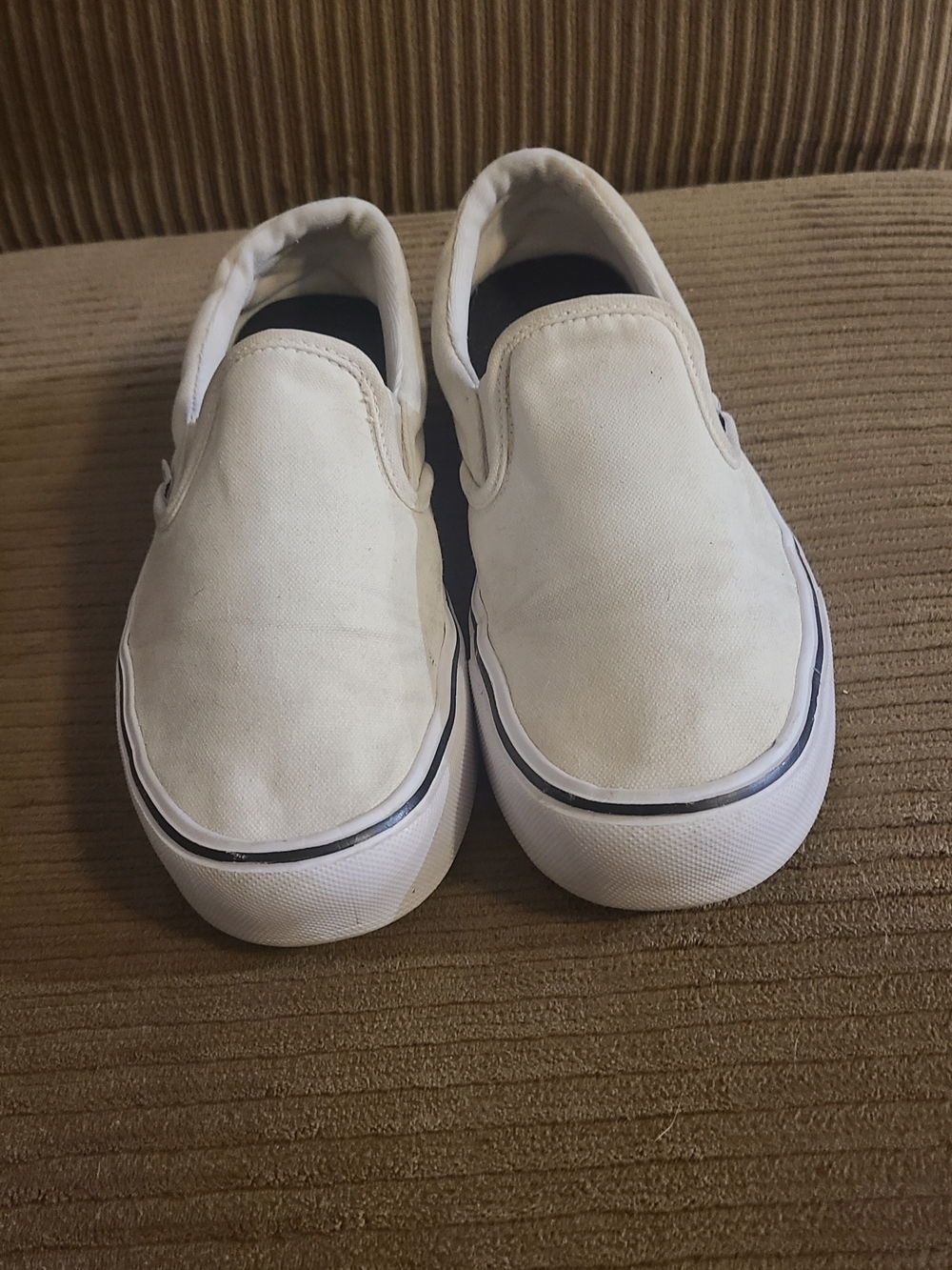 Vans Slip-On Canvas Sneakers White with Black Trim
